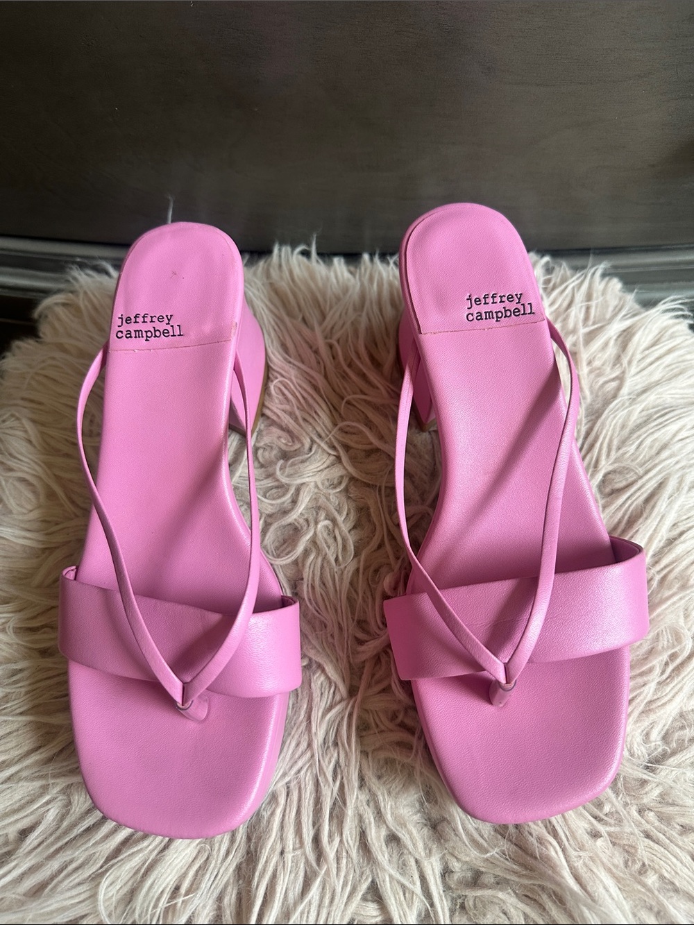 Jeffrey Campbell Bubblegum Pink Strappy Square-Toe Slides